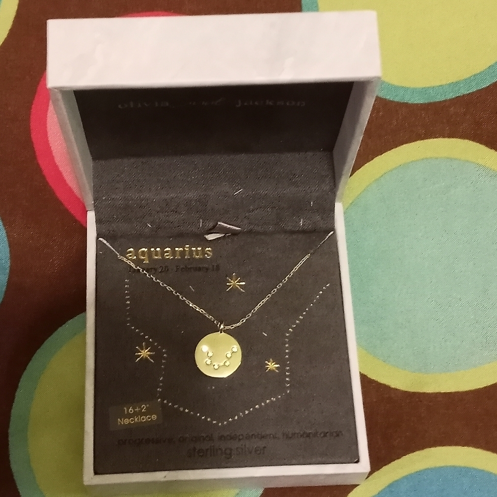Olivis And Jackson Gold Over Sterling Silver Aquarius Zodiac Necklace